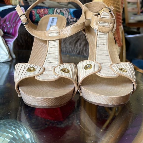 Manolo Blahnik Y2K wood platform sandal heels - Picture 3 of 10